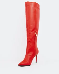 Tall Boots-L'INTERVALLE Bushra Red Leather