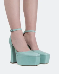Platforms-L'INTERVALLE Cabaret, Blue Leather/Cuir Bleu