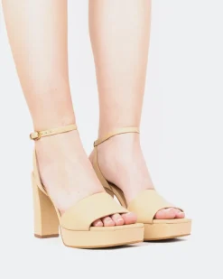 Platform-L'INTERVALLE Caicos, Camel Leather/Cuir Chameau