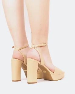 Platform-L'INTERVALLE Caicos, Camel Leather/Cuir Chameau