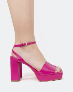 Platform-L'INTERVALLE Caicos, Fucshia Leather/Cuir Fucshia
