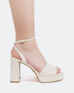 Platform-L'INTERVALLE Caicos, Off White Leather/Cuir Blanc Cassé