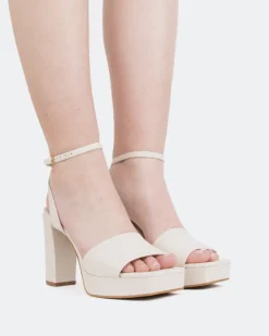 Platform-L'INTERVALLE Caicos, Off White Leather/Cuir Blanc Cassé