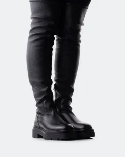 Over-the-knee|Tall Boots-L'INTERVALLE Calabria Black Leather