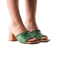 Mid Heels|Mules-L'INTERVALLE Calzada Green Knit