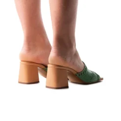 Mid Heels|Mules-L'INTERVALLE Calzada Green Knit