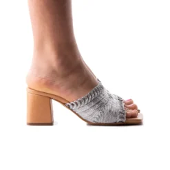 Mid Heels|Mules-L'INTERVALLE Calzada Silver Knit