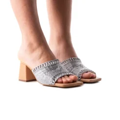 Mid Heels|Mules-L'INTERVALLE Calzada Silver Knit