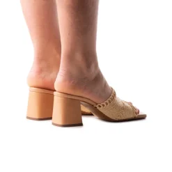 Mid Heels|Mules-L'INTERVALLE Calzada Tan Knit