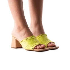 Mid Heels|Mules-L'INTERVALLE Calzada Yellow Knit