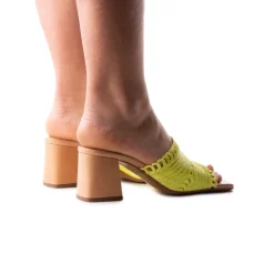 Mid Heels|Mules-L'INTERVALLE Calzada Yellow Knit