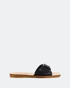 Wood Sandals|Flats-L'INTERVALLE Campari Black Leather