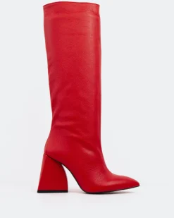 Tall Boots-L'INTERVALLE Camus Red Leather