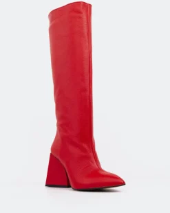 Tall Boots-L'INTERVALLE Camus Red Leather