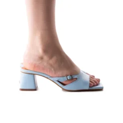 Mid Heels|Mules-L'INTERVALLE Carrera Light Blue Leather