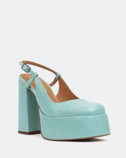 Platforms|Slingbacks-L'INTERVALLE Cave, Blue Leather/Cuir Bleu