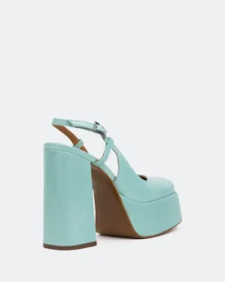 Platforms|Slingbacks-L'INTERVALLE Cave, Blue Leather/Cuir Bleu