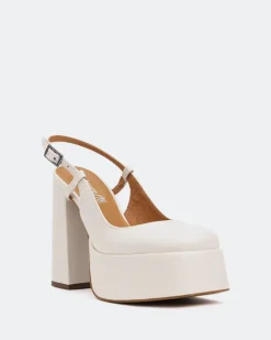 Platforms|Slingbacks-L'INTERVALLE Cave, Off White Leather/Cuir Blanc Cassé