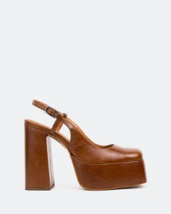 Platforms|Slingbacks-L'INTERVALLE Cave, Tan Leather/Cuir Ocre