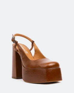 Platforms|Slingbacks-L'INTERVALLE Cave, Tan Leather/Cuir Ocre