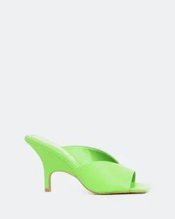 Mules-L'INTERVALLE Caviana, Green Leather/Cuir Vert