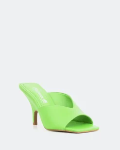 Mules-L'INTERVALLE Caviana, Green Leather/Cuir Vert