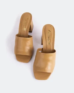 Mid Heels|Mules-L'INTERVALLE Clarabelle Camel Leather