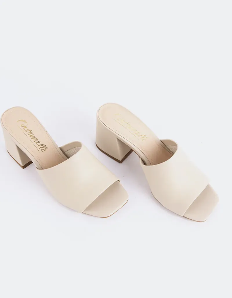 Mid Heels|Mules-L'INTERVALLE Clarabelle Off White Leather