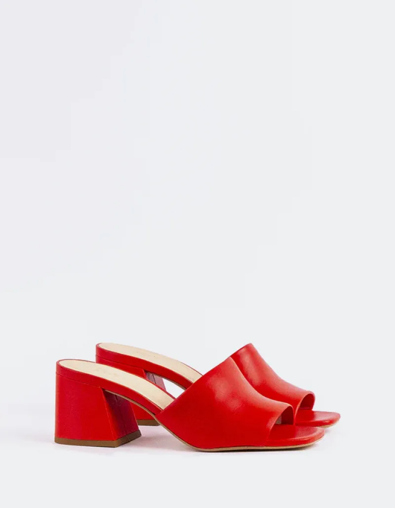 Mid Heels|Mules-L'INTERVALLE Clarabelle Red Leather