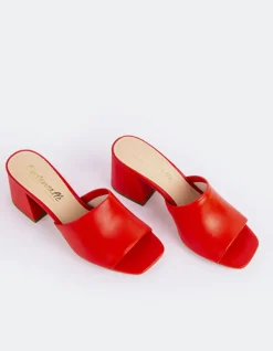 Mid Heels|Mules-L'INTERVALLE Clarabelle Red Leather
