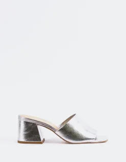 Mid Heels|Mules-L'INTERVALLE Clarabelle Silver Leather