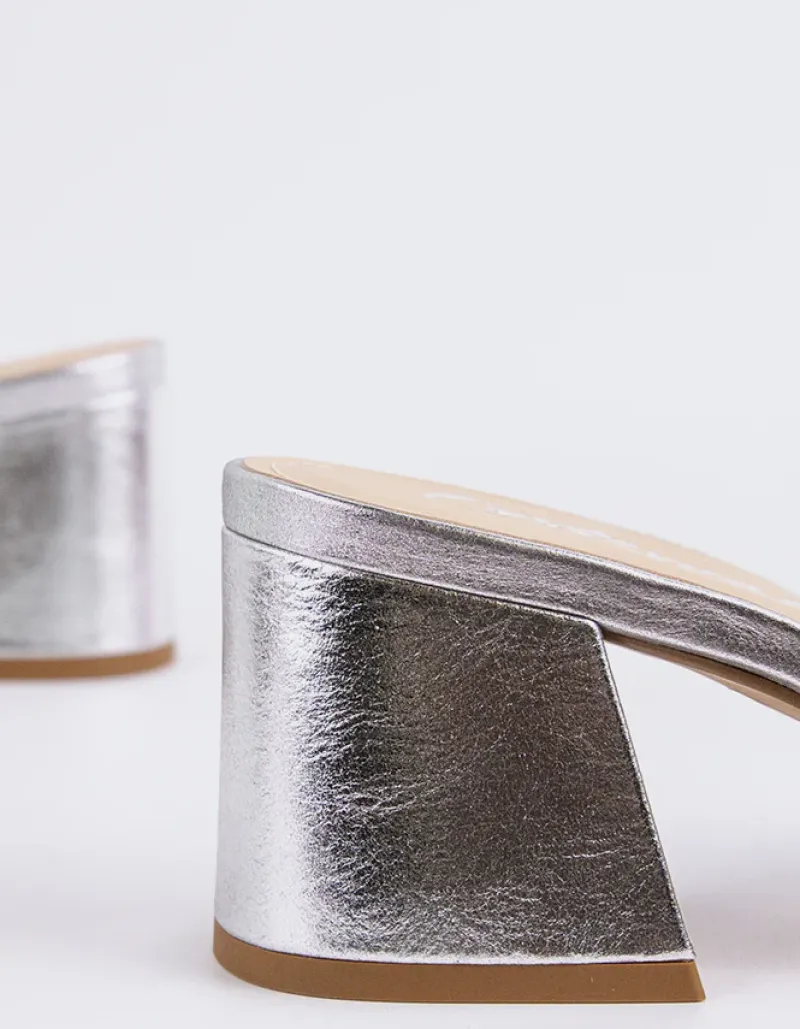 Mid Heels|Mules-L'INTERVALLE Clarabelle Silver Leather