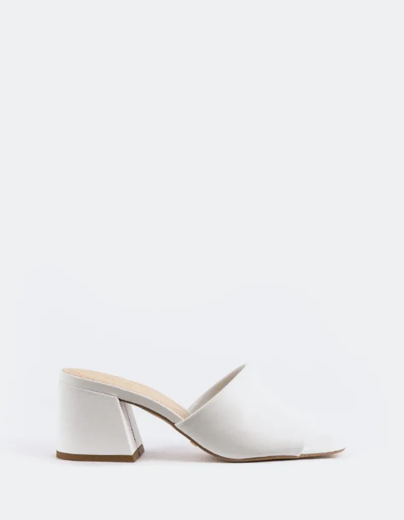 Mid Heels|Mules-L'INTERVALLE Clarabelle White Leather