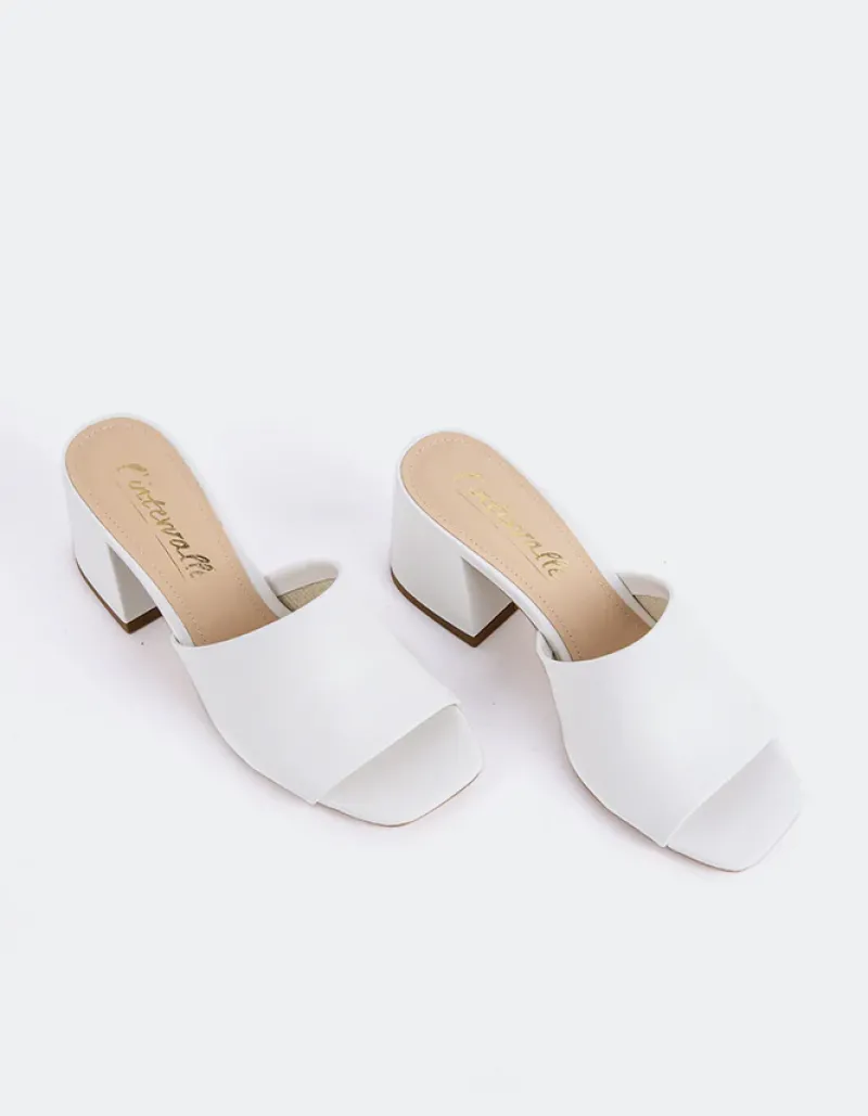Mid Heels|Mules-L'INTERVALLE Clarabelle White Leather