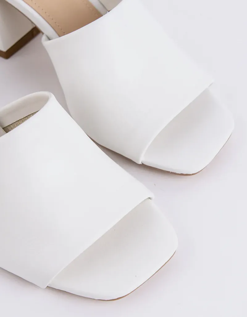 Mid Heels|Mules-L'INTERVALLE Clarabelle White Leather