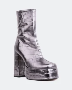 Platform|Ankle Boots-L'INTERVALLE Cloud Pewter Croco