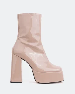 Platform|Ankle Boots-L'INTERVALLE Cloud Taupe Patent