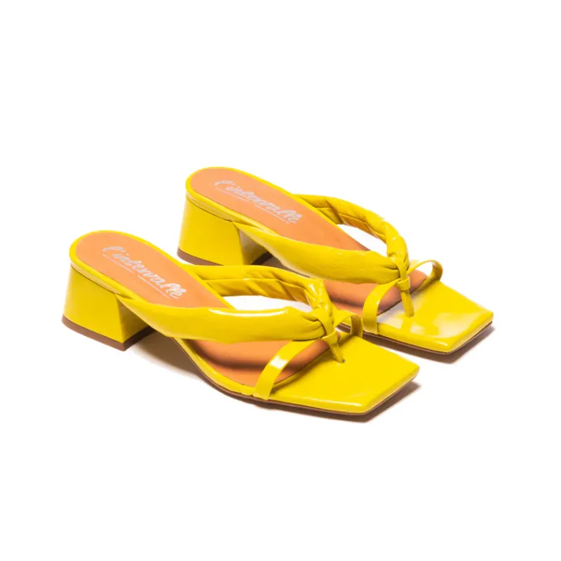 Mid Heels|Mules-L'INTERVALLE Collins Yellow Leather