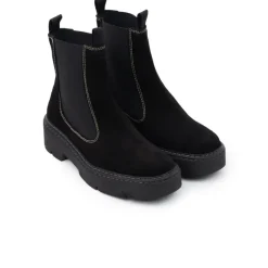 Chelsea|Ankle Boots-L'INTERVALLE Columbus Black Suede