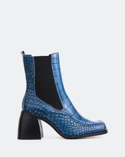 Chelsea|Ankle Boots-L'INTERVALLE Couillard Blue Croco Leather