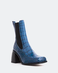 Chelsea|Ankle Boots-L'INTERVALLE Couillard Blue Croco Leather