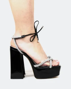Platform|Strappy-L'INTERVALLE Crave, Black Naplack/Naplack Noir