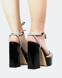 Platform|Strappy-L'INTERVALLE Crave, Black Naplack/Naplack Noir