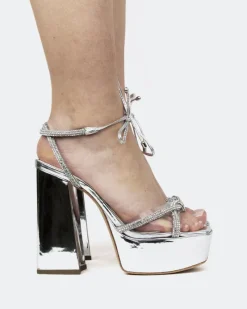 Platform|Strappy-L'INTERVALLE Crave, Silver Mirror/Miroir Argenté