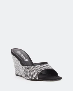 Wedges-L'INTERVALLE Crystal, Black Suede/Suède Noir