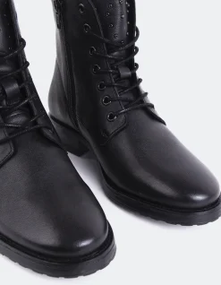 Ankle Boots|Lace-up-L'INTERVALLE Daiki Black Leather