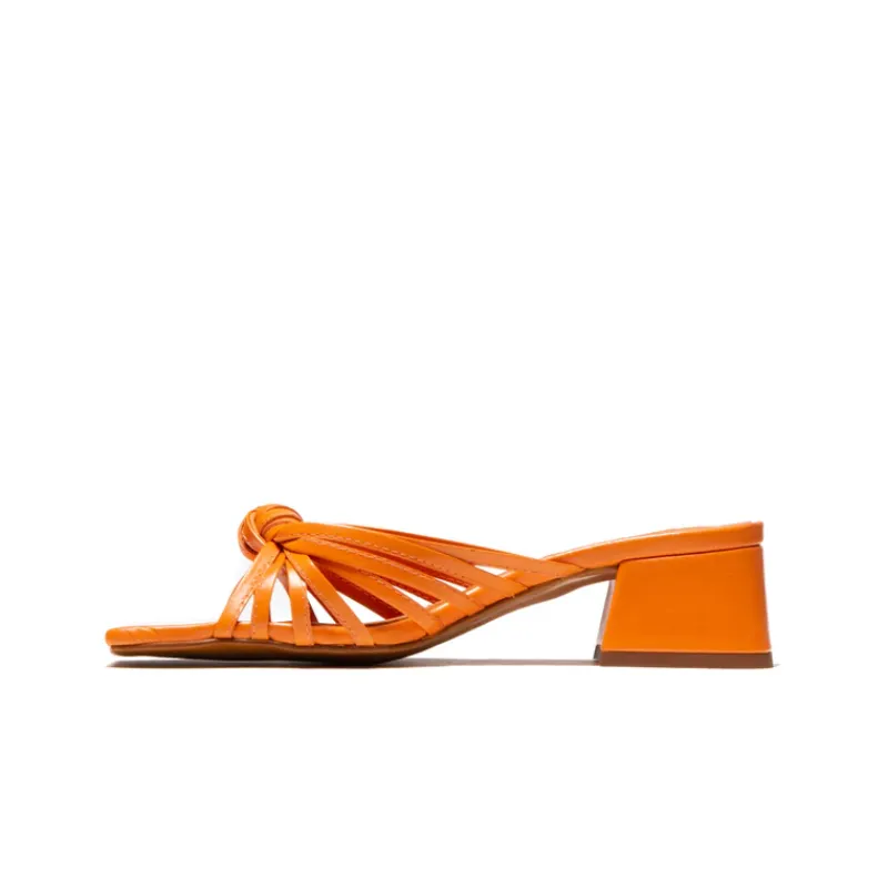 Mid Heels|Mules-L'INTERVALLE Damira Orange Leather