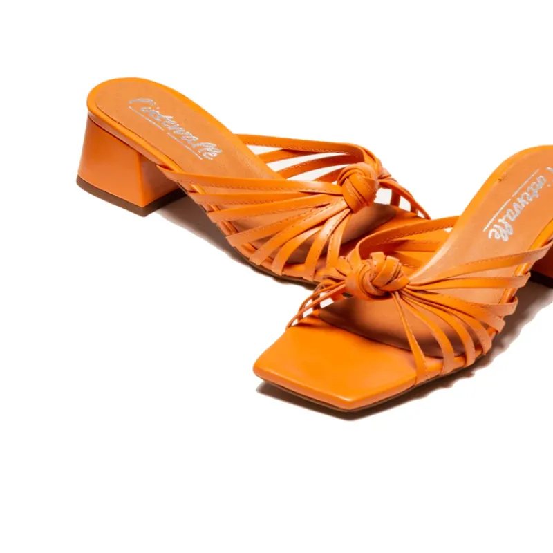 Mid Heels|Mules-L'INTERVALLE Damira Orange Leather