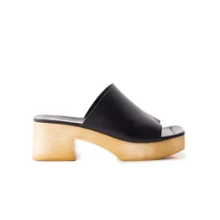 Wood Sandals|Platform-L'INTERVALLE Delphine Black Leather