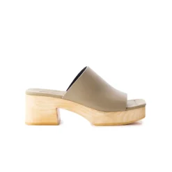 Wood Sandals|Platform-L'INTERVALLE Delphine Green Leather